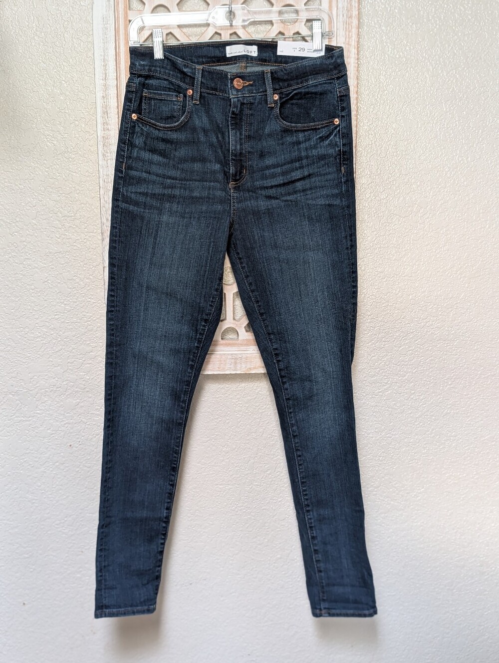 NWT LOFT Women's Size 8/29 Dark Wash High Rise Skinny Jeans Classic City Casual